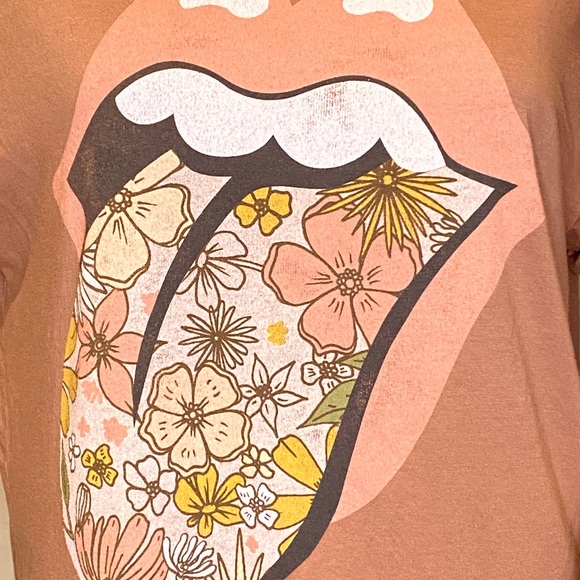 Daydreamer for Free People Rolling Stones Logo Floral Flowers Tongue Small EUC - Picture 2 of 4